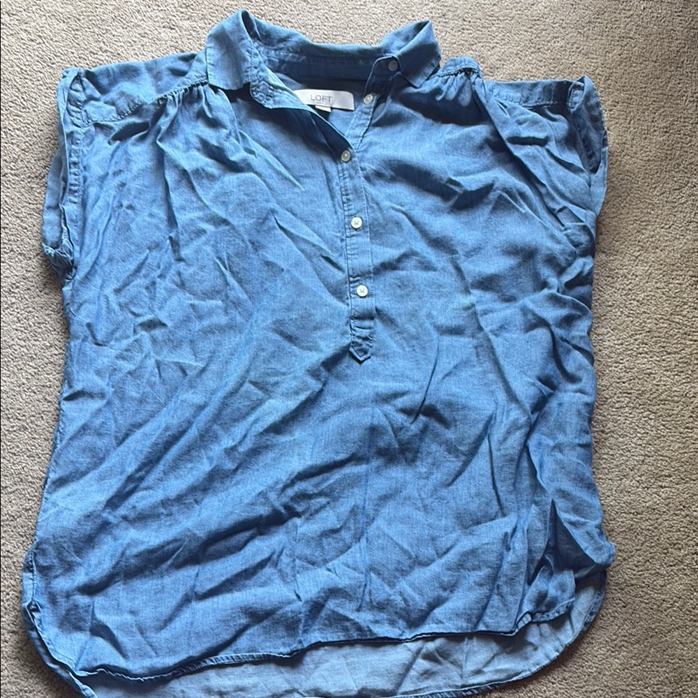 LOFT Light Blue Denim Blouse